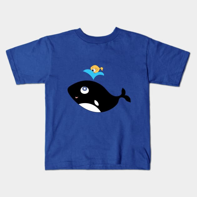 Whale versus Fish Kids T-Shirt by bambamdesigns